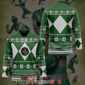 Green Mighty Morphin Power Ranger Ugly Hockey Jersey Shirt, Trending Gifts For Fans - Vesles2014s 2