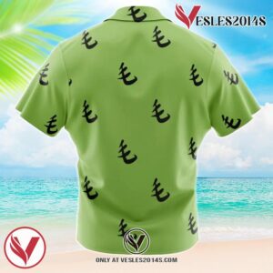 Green Pattern Saitama One Punch Man Hawaiian Button Up Shirt, Perfect Gifts For Anime Lovers - Vesles2014S 1