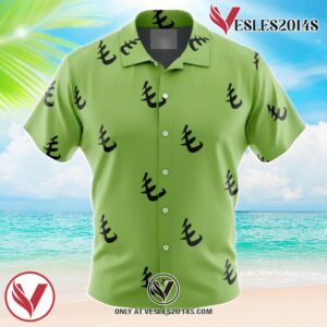 Green Pattern Saitama One Punch Man Hawaiian Button Up Shirt, Perfect Gifts For Anime Lovers - Vesles2014S