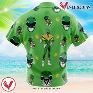 Green Ranger Pattern Mighty Morphin Power Rangers Hawaiian Button Up Shirt, Perfect Gifts For Anime Lovers - Vesles2014S 1