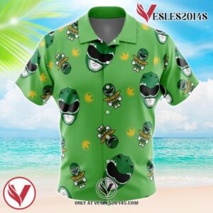 Green Ranger Pattern Mighty Morphin Power Rangers Hawaiian Button Up Shirt, Perfect Gifts For Anime Lovers - Vesles2014S