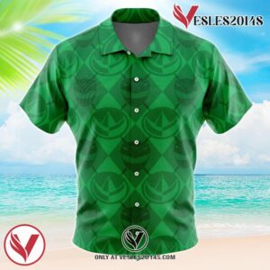Green Ranger Pattern Power Rangers Hawaiian Button Up Shirt, Perfect Gifts For Anime Lovers - Vesles2014S