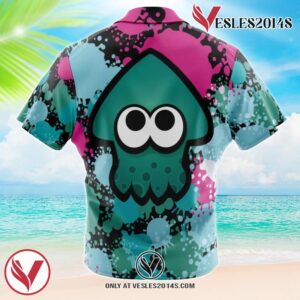 Green Squid Aloha Splatoon Hawaiian Button Up Shirt, Perfect Gifts For Anime Lovers - Vesles2014S 1