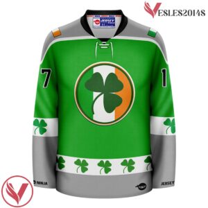 Green St Patrick's Day Irish Shamrock Holiday Hockey Jersey - Vesles2014S 2