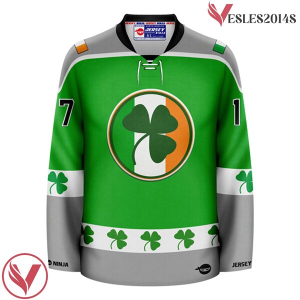 Green St Patrick's Day Irish Shamrock Holiday Hockey Jersey - Vesles2014S 2