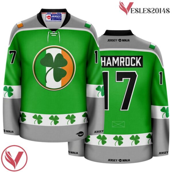 Green St Patrick's Day Irish Shamrock Holiday Hockey Jersey - Vesles2014S