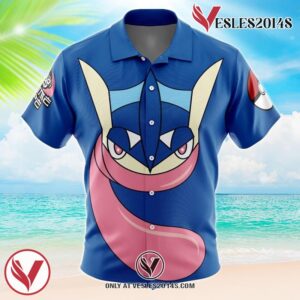 Greninja Face Pokemon Button Up  Hawaiian Shirt