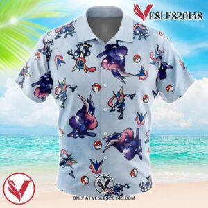 Greninja Pattern Pokemon Hawaiian Button Up Shirt, Perfect Gifts For Anime Lovers - Vesles2014S