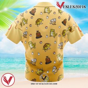 Ground Type Pattern Pokemon Hawaiian Button Up Shirt, Perfect Gifts For Anime Lovers - Vesles2014S 1