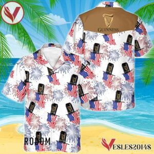 Guinness Beer American Flag Fireworks Hawaiian Shirt, Best Summer Gifts For Fans - Vesles2014S