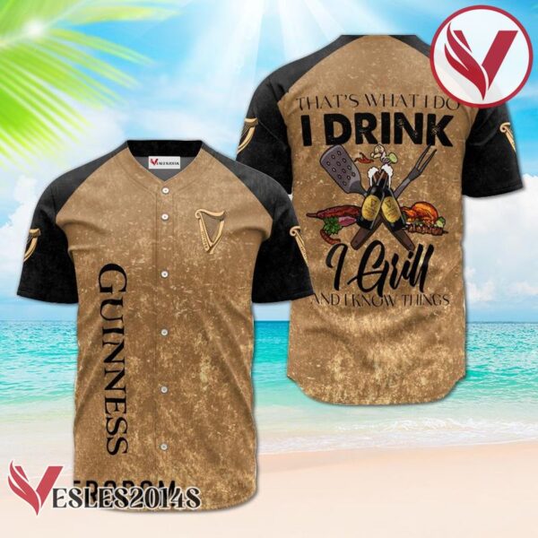 Guinness Beer Brown I Drink I Grill Baseball Jersey, Perfect Gifts For Fans - Vesles2014S