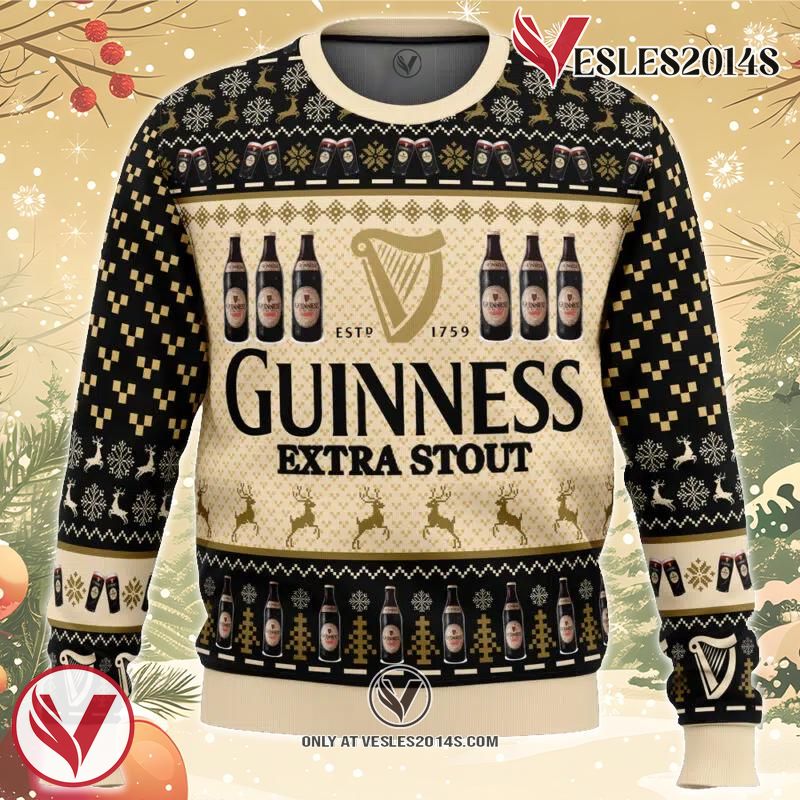 Guinness Extra Stout Ugly Christmas Sweater, Unique Christmas Gift For Fans - Vesles2014S