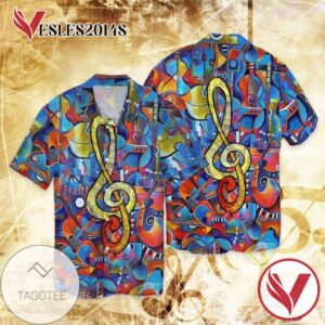 Guitar Colorl For Men And Women Graphic Print Short Sleeve Hawaiian Casual Shirt Vesles2014S 1