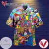 Guitar Man And Girl Hippie Print Short Sleeve Hawaiian Casual Shirt Vesles2014S