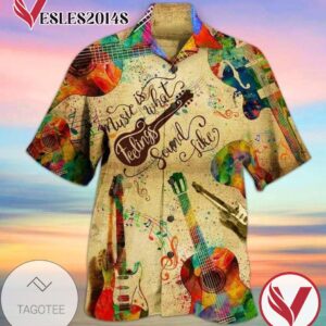 Guitar Music Is What Feelings Sound Like Print Short Sleeve Hawaiian Casual Shirt Vesles2014S 1