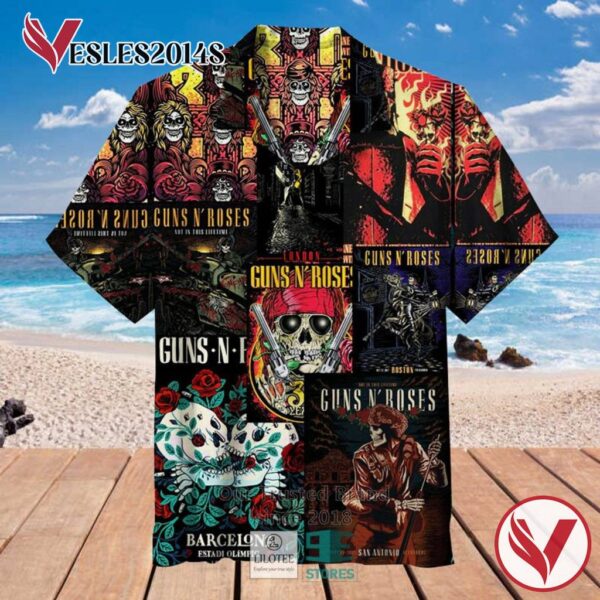 Guns N' Roses Album Covers Hawaiian Shirt, Best Gift For Music Lovers Vesles2014S