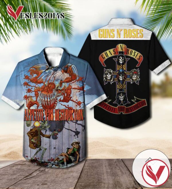 Guns N' Roses Appetite For Destruction Album Cover Hawaiian Shirt, Best Gift For Music Lovers Vesles2014S