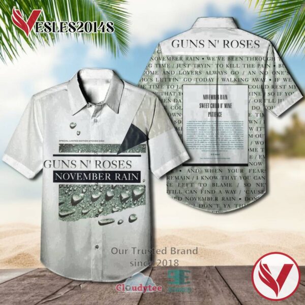 Guns N' Roses Band November Rain Album Hawaiian Shirt, Best Gift For Music Lovers Vesles2014S