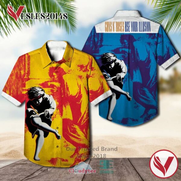 Guns N' Roses Band Use Your Illusion Album Hawaiian Shirt, Best Gift For Music Lovers Vesles2014S