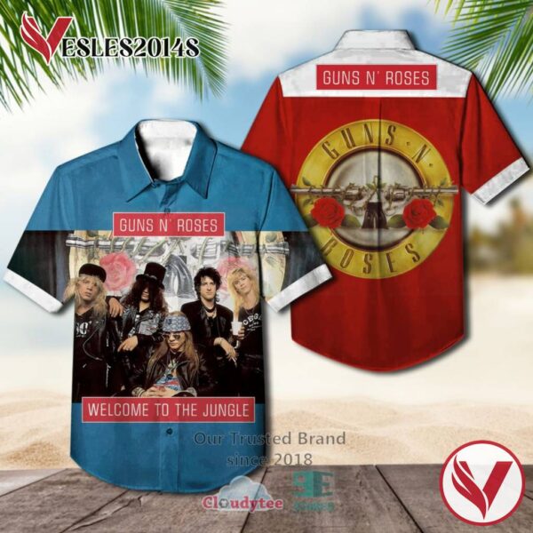 Guns N' Roses Band Welcome to the Jungle Album Hawaiian Shirt, Best Gift For Music Lovers Vesles2014S