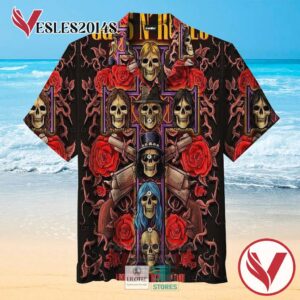 Guns N' Roses Casual Hawaiian Shirt, Best Gifts For Summer Vesles2014S