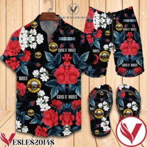 Guns N’ Roses Combo Hawaiian Shirt, Beach Shorts And Flip Flop, Unique Gifts For Friends - Vesles2014S 1