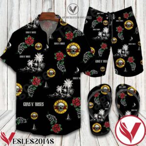 Guns N’ Roses Palm Combo Hawaiian Shirt, Beach Shorts And Flip Flop, Unique Gifts For Friends - Vesles2014S 1
