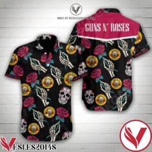 Guns N’ Roses Sugar Skull Rose Black Hawaiian Shirt, Unique Gifts For Friends - Vesles2014S 1