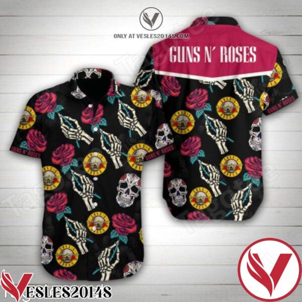 Guns N’ Roses Sugar Skull Rose Black Hawaiian Shirt, Unique Gifts For Friends - Vesles2014S 1