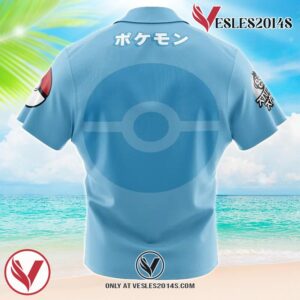 Gyarados Face Pokemon Hawaiian Button Up Shirt, Perfect Gifts For Anime Lovers - Vesles2014S 1