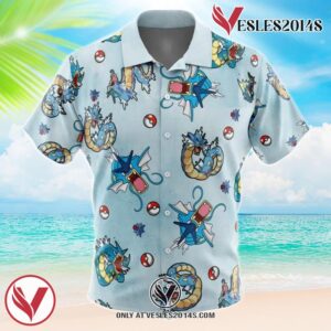 Gyrados Pattern Pokemon Hawaiian Button Up Shirt, Perfect Gifts For Anime Lovers - Vesles2014S