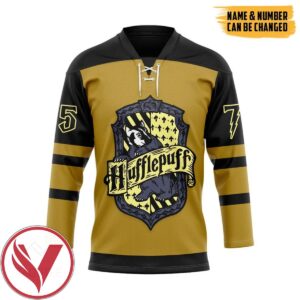H.P Hufflepuff Custom Name Custom Number Hockey Jersey, Trending Gifts For Fans - Vesles2014s