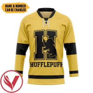 H.P Hufflepuff House Custom Name Custom Number Hockey Jersey, Trending Gifts For Fans - Vesles2014s