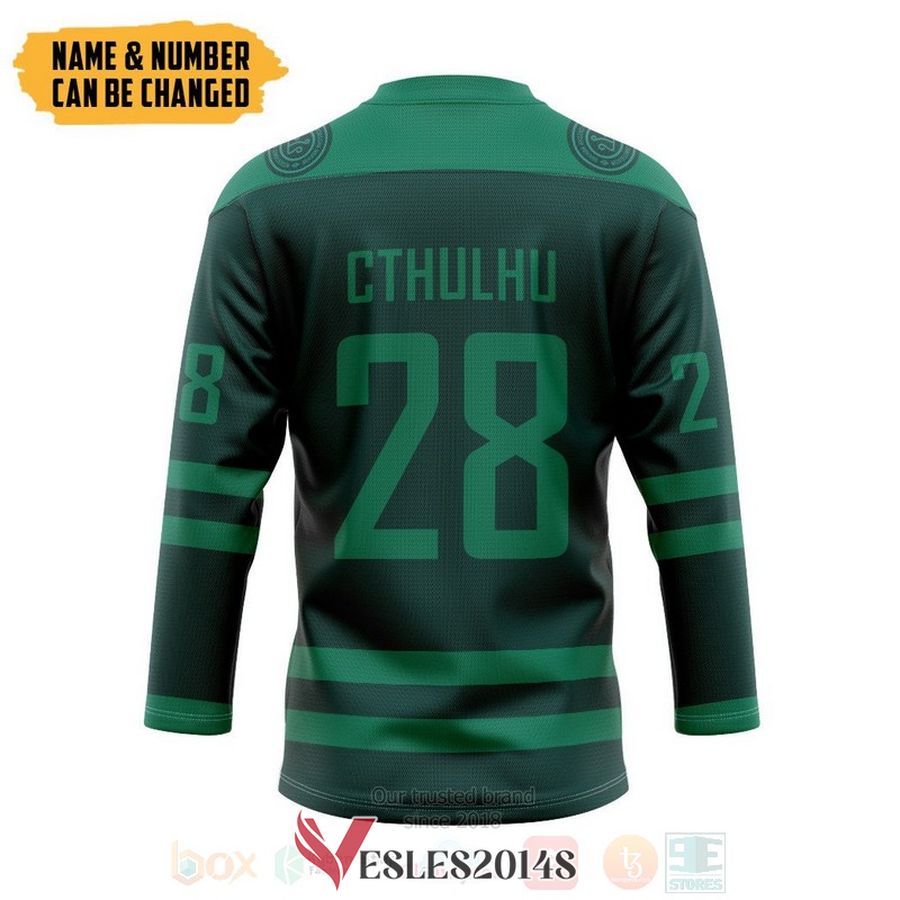 HP Lovecraft Cthulhu Miskatonic Personalized Green Hockey Jersey, Trending Gifts For Fans - Vesles2014s 1