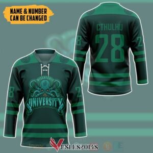 HP Lovecraft Cthulhu Miskatonic Personalized Green Hockey Jersey, Trending Gifts For Fans - Vesles2014s 2
