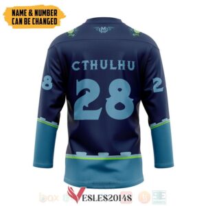 HP Lovecraft Cthulhu Miskatonic Personalized Navy Hockey Jersey, Trending Gifts For Fans - Vesles2014s 1