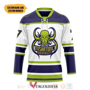 HP Lovecraft Cthulhu Miskatonic Personalized White Hockey Jersey, Trending Gifts For Fans - Vesles2014s