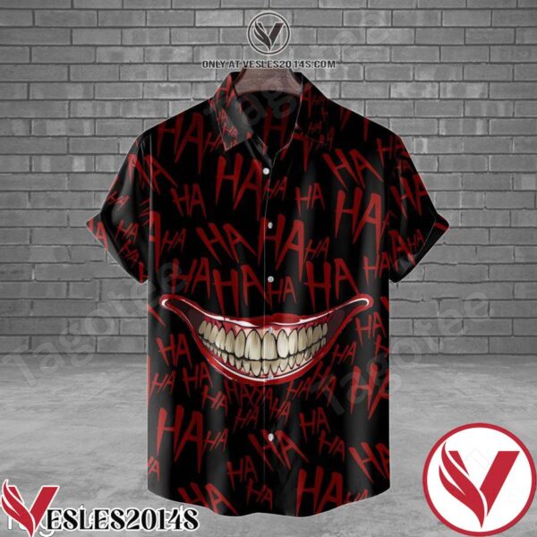 Haha Joker Smile Black Hawaiian Shirt, Unique Gifts For Friends - Vesles2014S 1