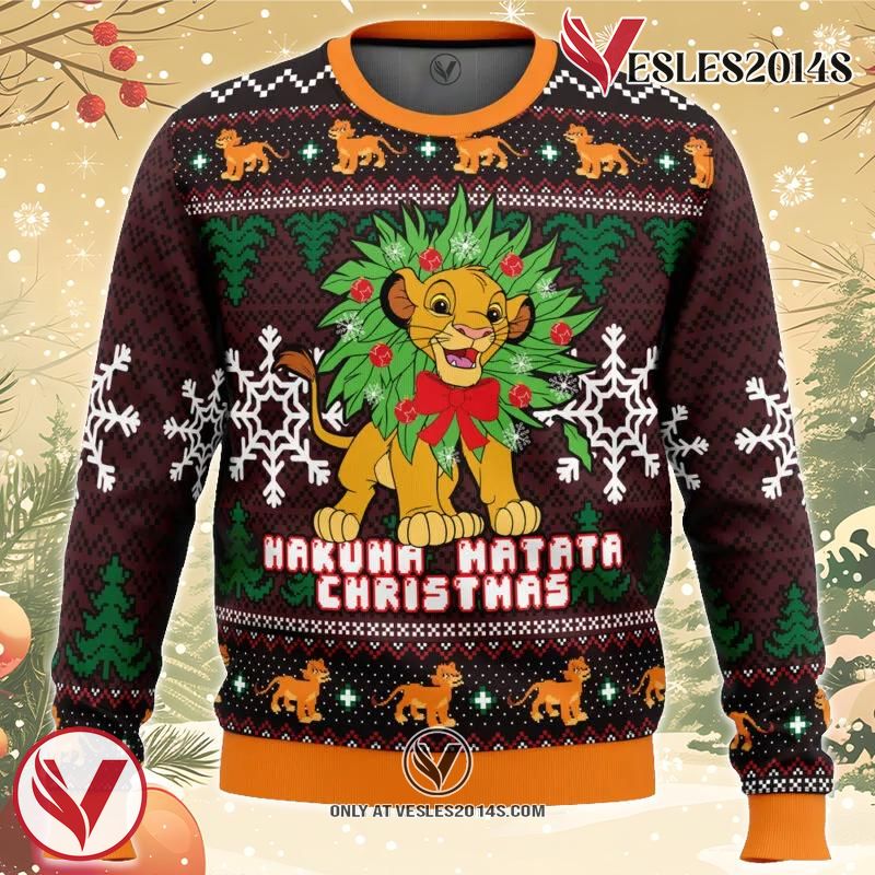 Hakuna Matata Lion King Ugly Christmas Sweater, Unique Christmas Gift For Fans - Vesles2014S