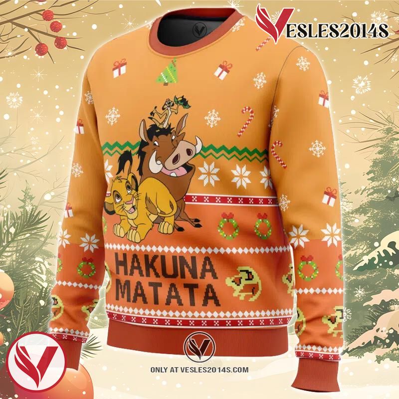 Hakuna Matata Ugly Christmas Sweater, Unique Christmas Gift For Fans - Vesles2014S 1