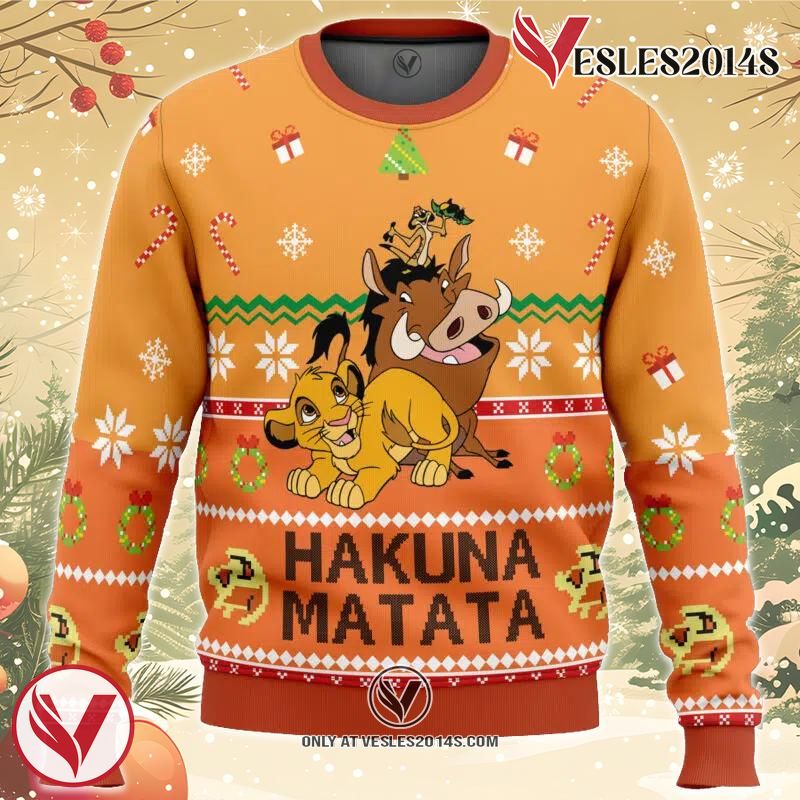 Hakuna Matata Ugly Christmas Sweater, Unique Christmas Gift For Fans - Vesles2014S