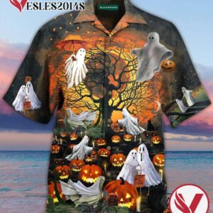 Halloween Ghost Party Full Printing Hawaiian Shirt Funny Hawaiian Beach Gift Casual Shirt Vesles2014S