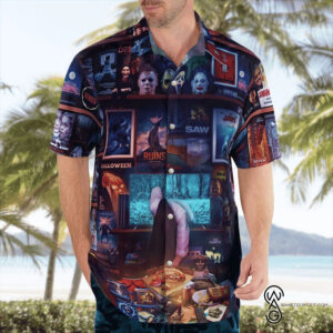 Halloween Horror Movies Full Printing Hawaiian Shirt Funny Hawaiian Beach Gift Casual Shirt Vesles2014S