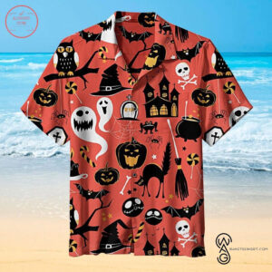 Halloween Horror Night Full Printing Hawaiian Shirt Funny Hawaiian Beach Gift Casual Shirt Vesles2014S