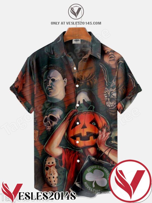Halloween Pumpkin And Horror Friends Halloween Hawaiian Shirt, Unique Gifts For Friends - Vesles2014S 1