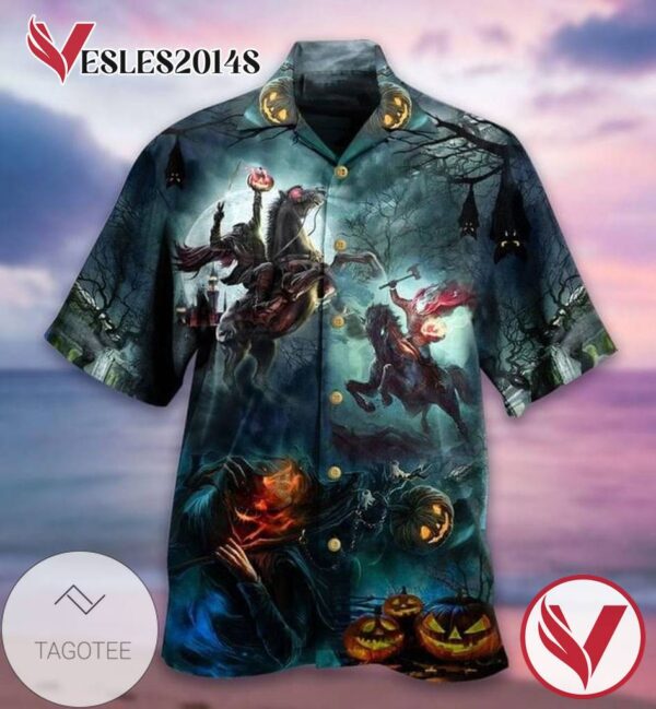 Halloween Pumpkin And Warrior Print Short Sleeve Hawaiian Casual Shirt Vesles2014S 1
