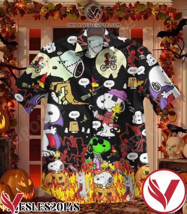 Halloween Snoopy Boo Fire Hawaiian Shirt, Unique Gifts For Friends - Vesles2014S 1