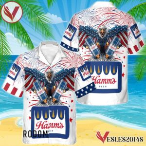 Hamm's Beer Eagle Fireworks Independence Day Hawaiian Shirt, Best Summer Gifts For Fans - Vesles2014S