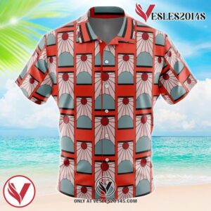 Hanafuda Earrings Demon Slayer Hawaiian Button Up Shirt, Perfect Gifts For Anime Lovers - Vesles2014S