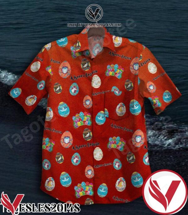 Happy Easter Eggs Print Red Hawaiian Shirt, Unique Gifts For Friends - Vesles2014S 1